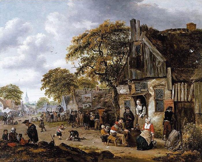 A Village Street Scene, Salomon Rombouts